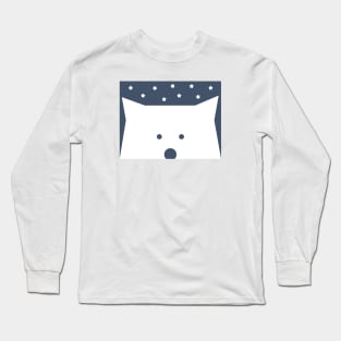 Peek-a-Boo Bear with Starry Night, White and Navy Blue Long Sleeve T-Shirt